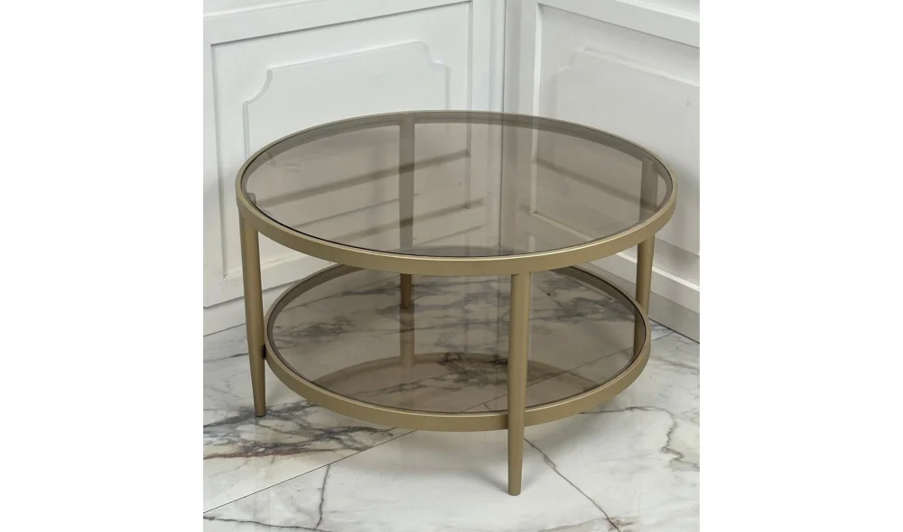 Defne Yuvarlak Orta Sehpa - Cam Tablalı