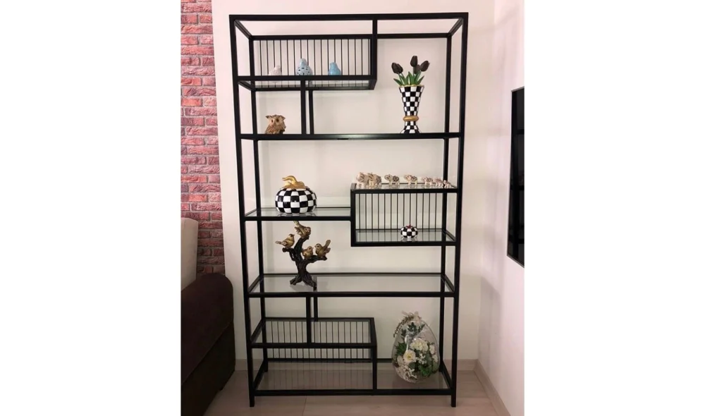 Luna Siyah Vitrin - Camlı