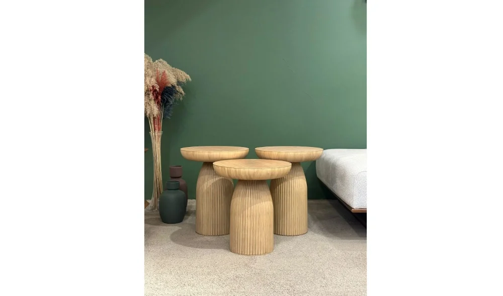 Bohem 3lü Mantar Sehpa - Ceviz & Aytaşı