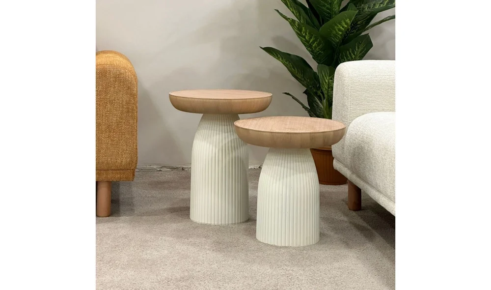 Bohem 2li Mantar Sehpa - Ceviz & Aytaşı