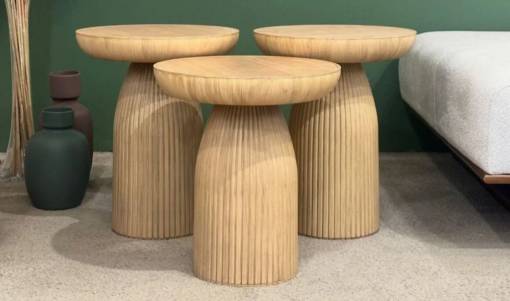 Açık Ceviz 3lü Mantar Sehpa