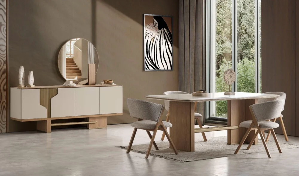 Ada Meşe Yemek Odası Takımı