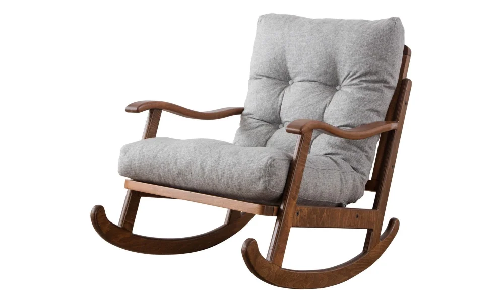 Ahşap Krem Sallanır Koltuk