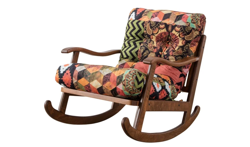 Ahşap Krem Sallanır Koltuk