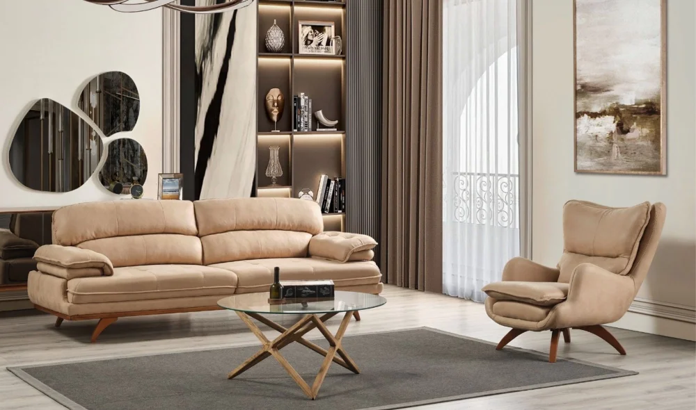 Akra Açık Kahve 3lü Koltuk