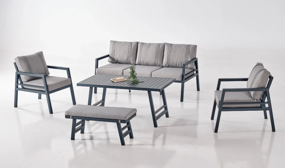 Alanya Plus Antrasit Üçlü Bahçe ve Balkon Takımı