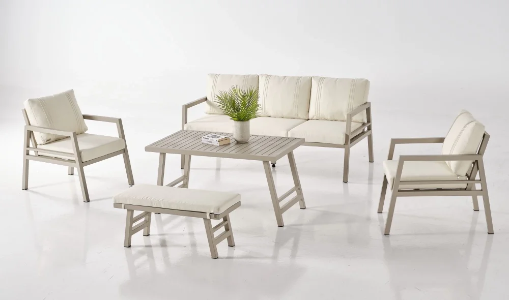 Alanya Plus Krem Üçlü Bahçe ve Balkon Takımı