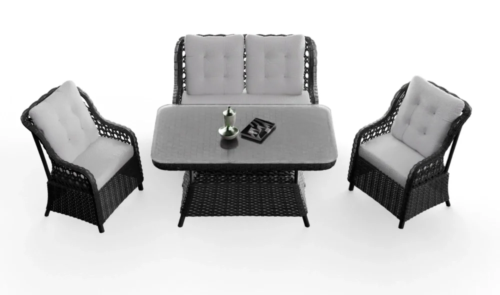 Amisos Rattan Antrasit İkili Bahçe ve Balkon Takımı