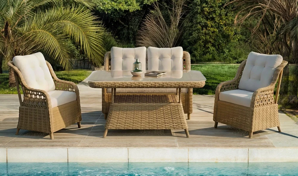 Amisos Rattan Camel İkili Bahçe ve Balkon Takımı