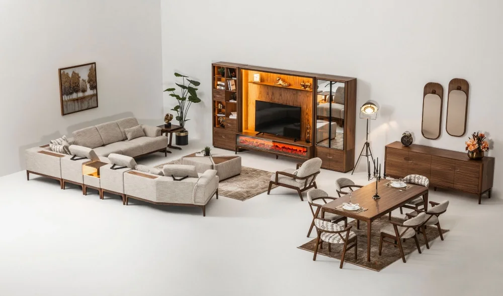 Ottoman Şömineli Tv Ünitesi