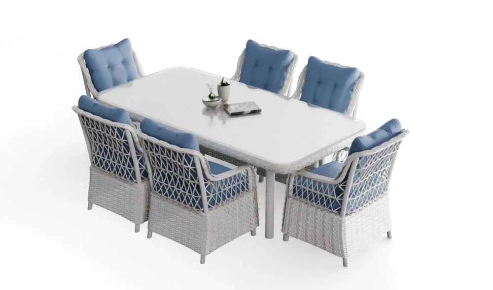 Ayder Rattan Beyaz 6 Kişilik Bahçe ve Balkon Takımı