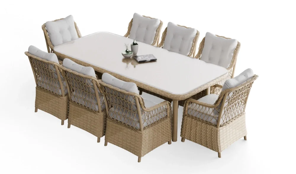 Ayder Rattan Camel 8 Kişilik Bahçe ve Balkon Takımı