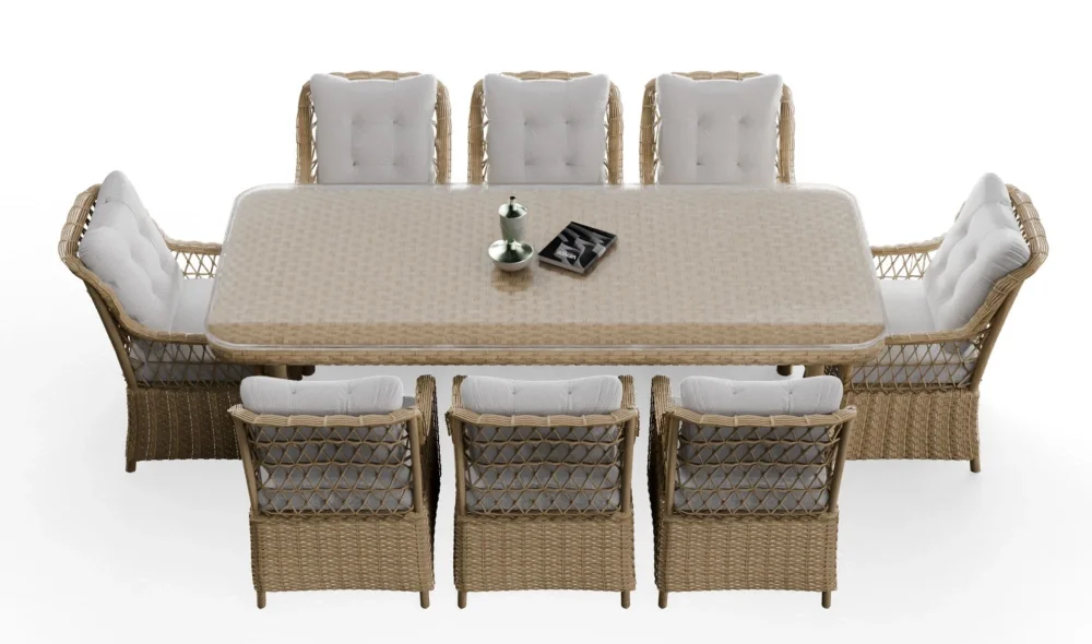 Ayder Rattan Camel 8 Kişilik Bahçe ve Balkon Takımı