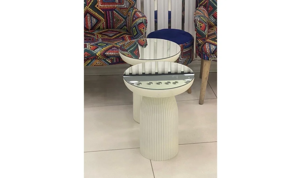 Aynalı 2li Mantar Sehpa