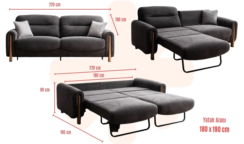 Bonna Yataklı 3lü Koltuk
