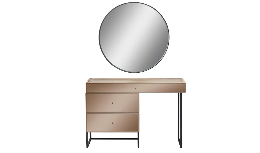 Bronz Ceviz Şifonyer ve Ayna