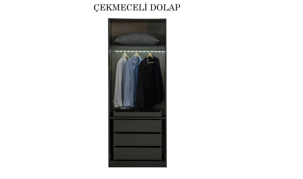 Bronze Antrasit 6 Kapaklı Gardrop