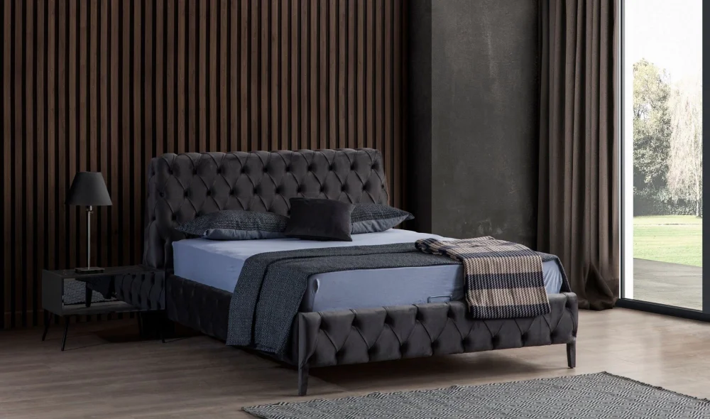 Bronze Antrasit Bazalı Karyola (160x200)