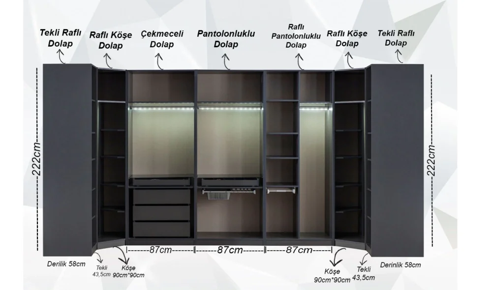 Bronze Antrasit Yatak Odası Takımı