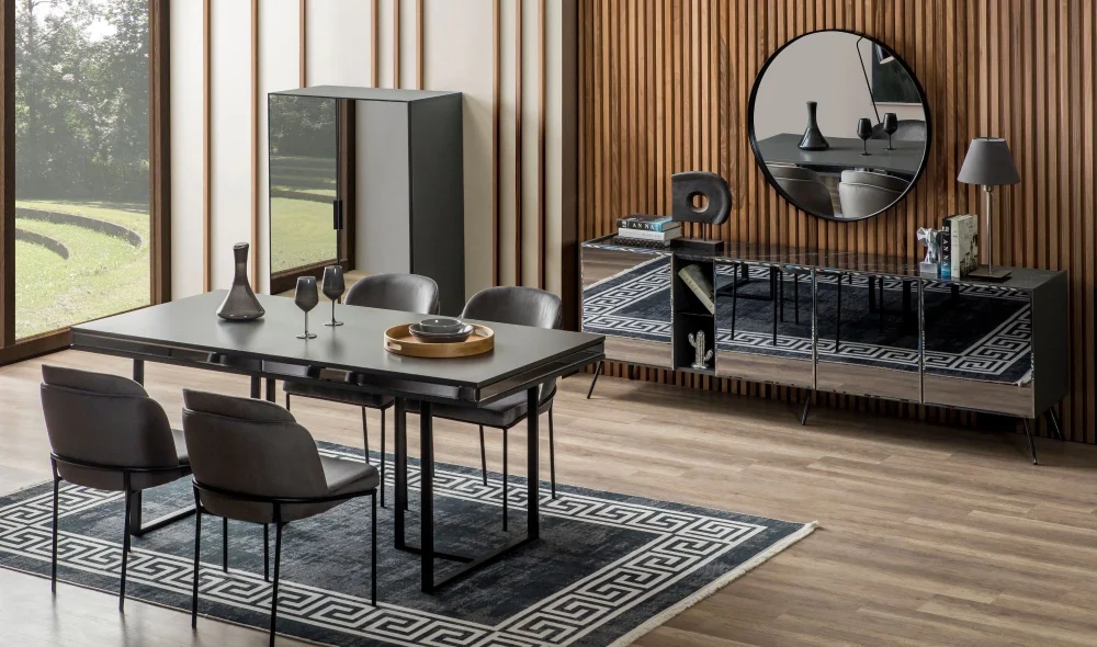 Bronze Antrasit Yemek Masası