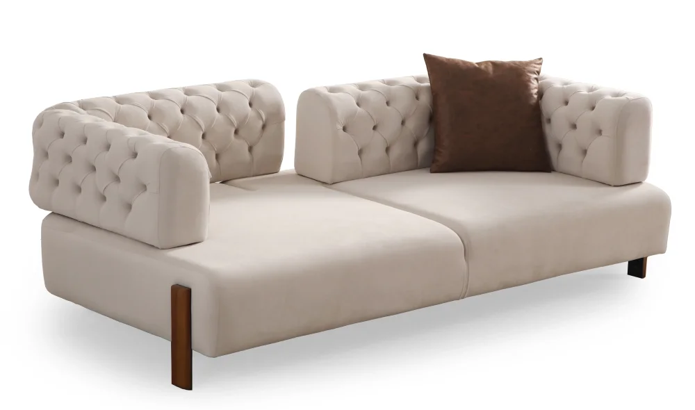 Cratos Wood Kapitoneli 3lü Koltuk