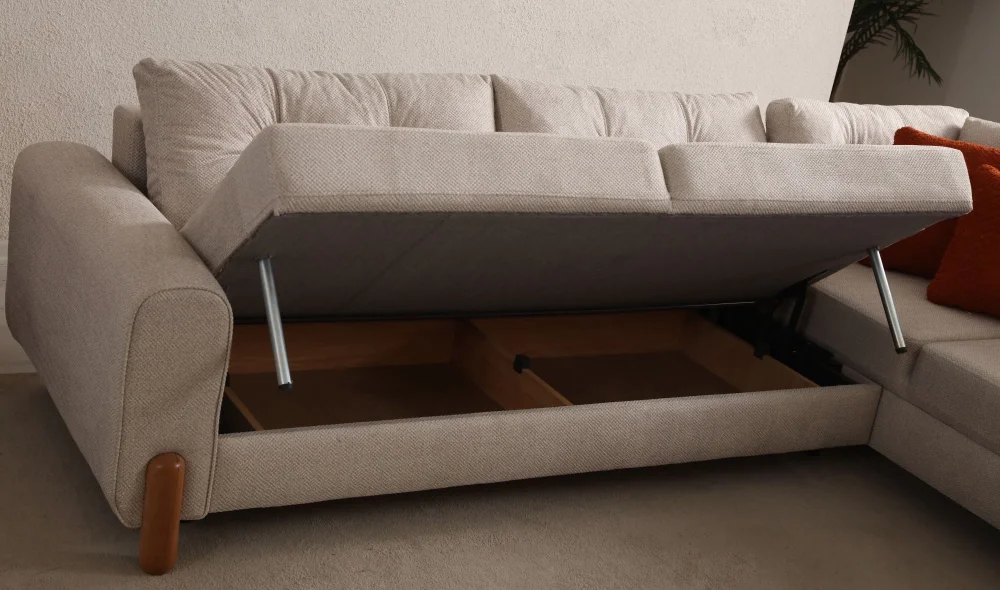 Cunda Krem Köşe Koltuk Takımı