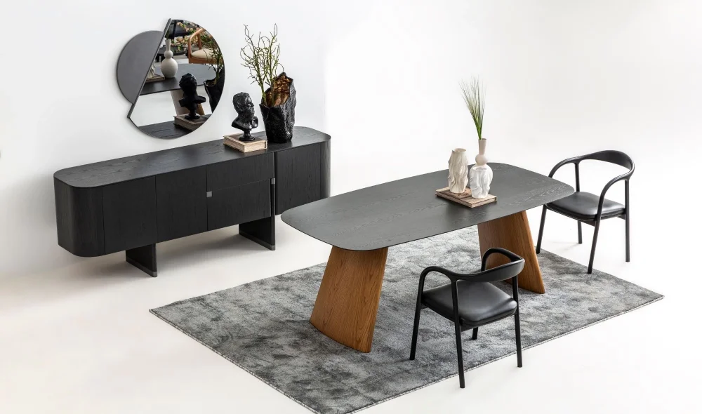 Delta Yemek Odası Takımı (Antrasit-Meşe)