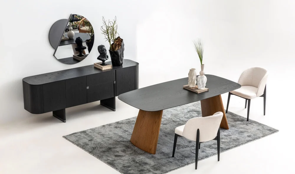 Delta Yemek Odası Takımı (Antrasit-Meşe)