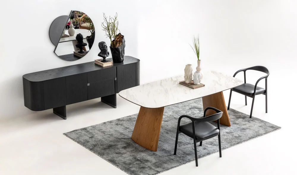 Delta Yemek Odası Takımı (Antrasit-Meşe)