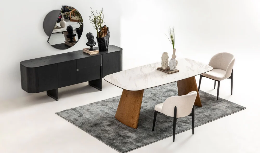 Delta Yemek Odası Takımı (Antrasit-Meşe)