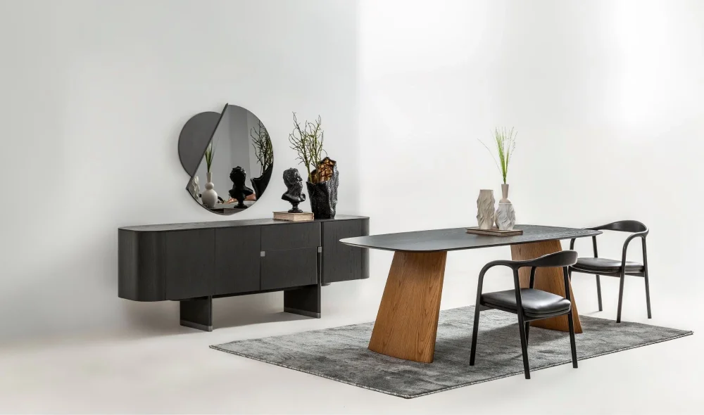 Delta Yemek Odası Takımı (Antrasit-Meşe)