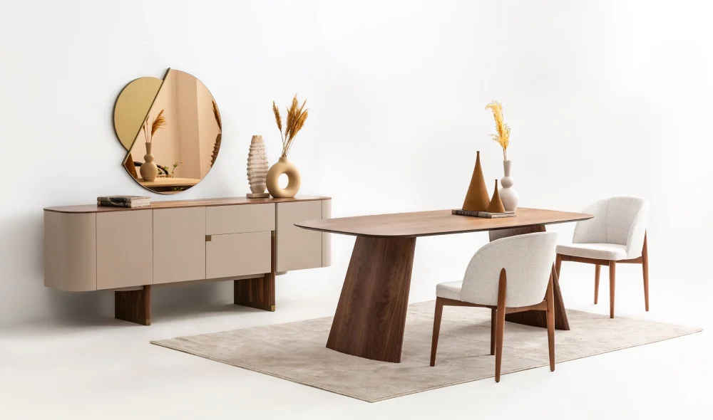 Delta Yemek Odası Takımı (Bej-Ceviz)