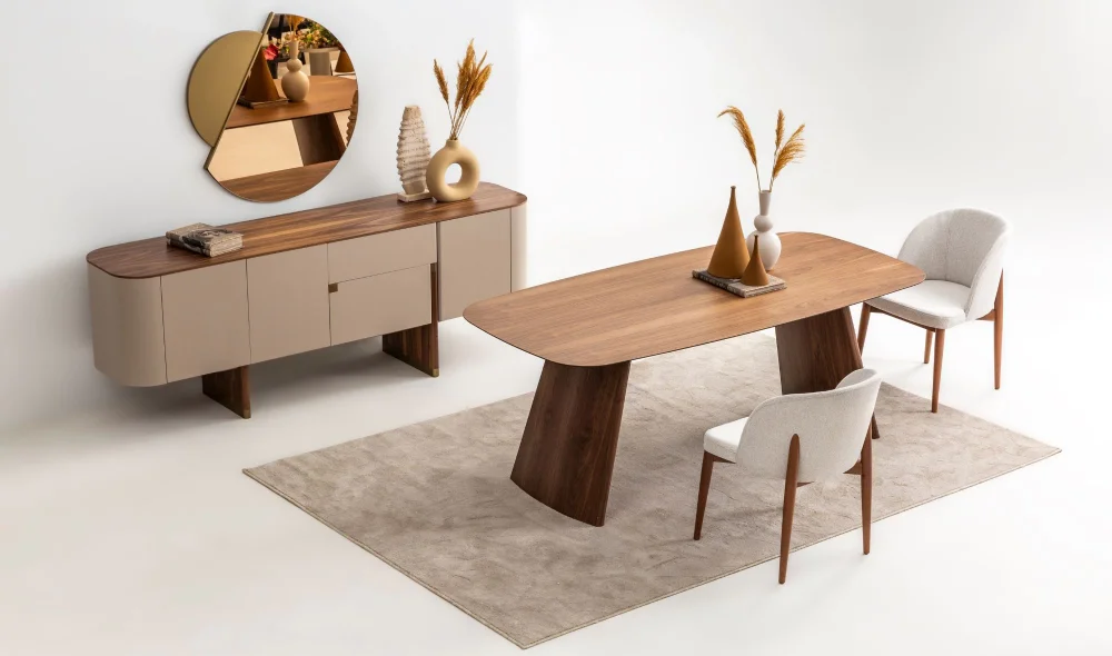 Delta Yemek Odası Takımı (Bej-Ceviz)