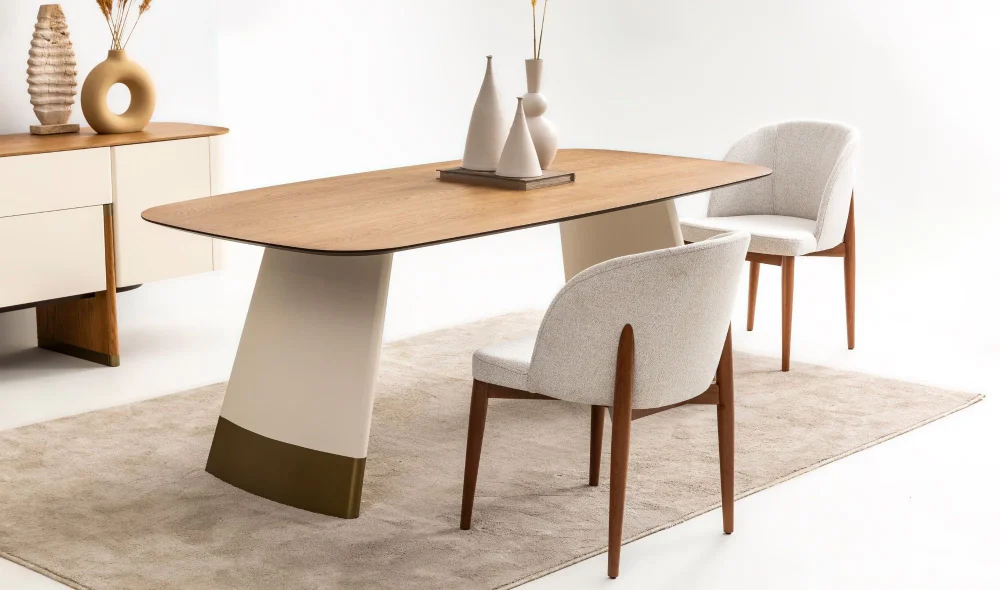 Delta Yemek Odası Takımı (Ekru-Meşe)