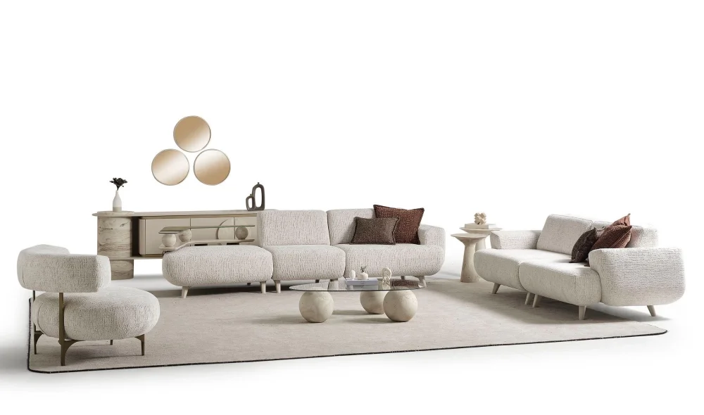 Galvanize Camlı 4lü Koltuk