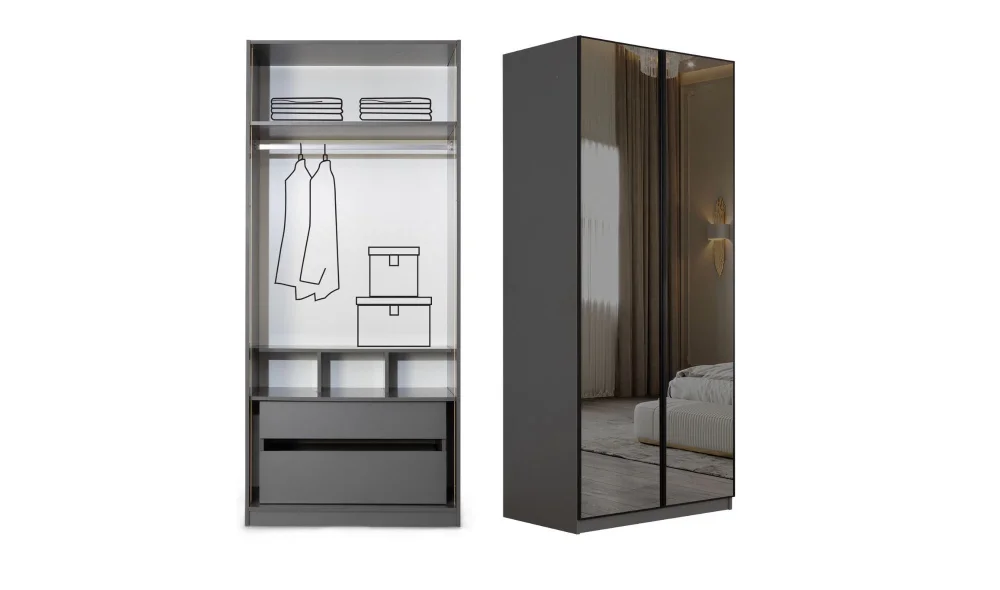 Infinity Köşe Gardrop (Siyah)