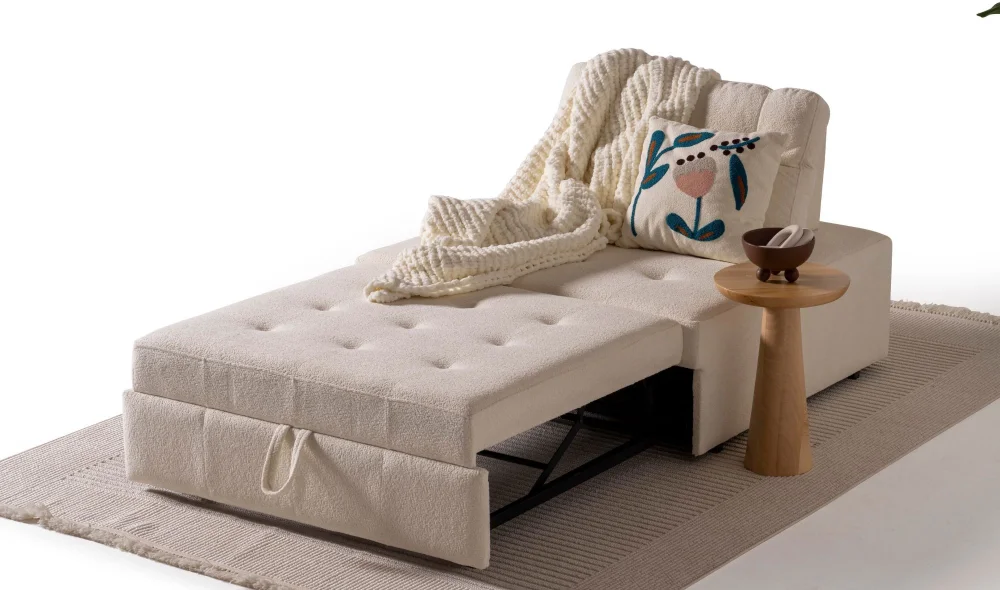 Rest Açılır Yataklı Tekli Krem Koltuk