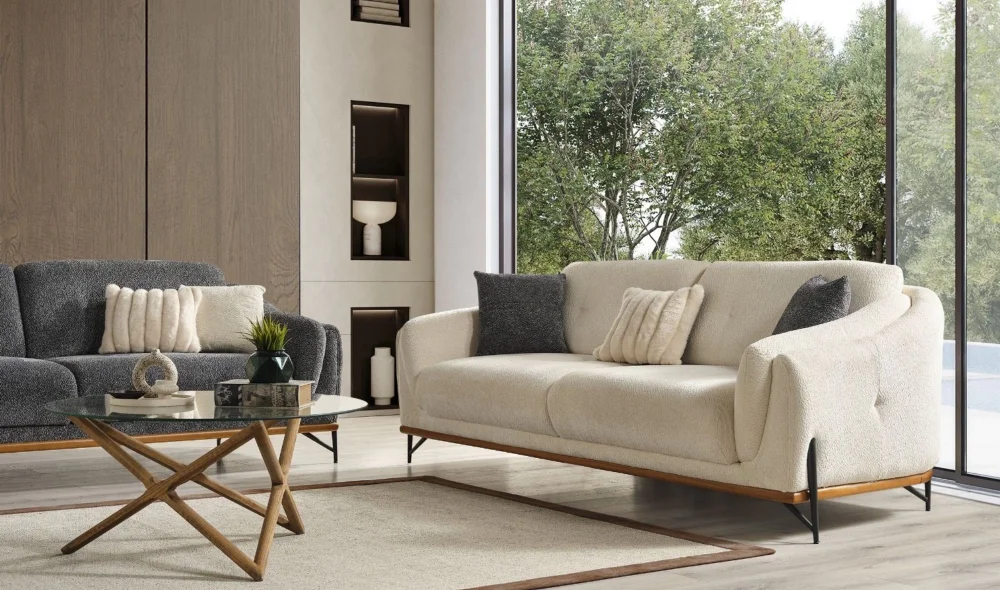 Lina Krem 3lü Koltuk