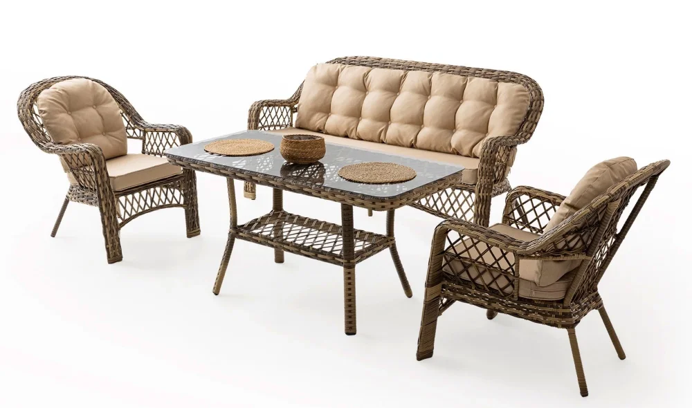 Lora Beyaz Üçlü Bahçe ve Balkon Takımı