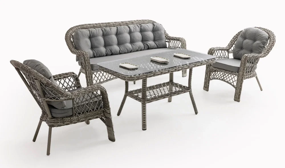 Lora Beyaz Üçlü Bahçe ve Balkon Takımı