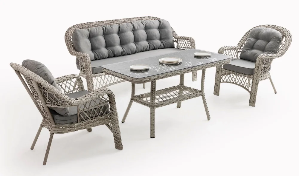 Lora Beyaz Üçlü Bahçe ve Balkon Takımı