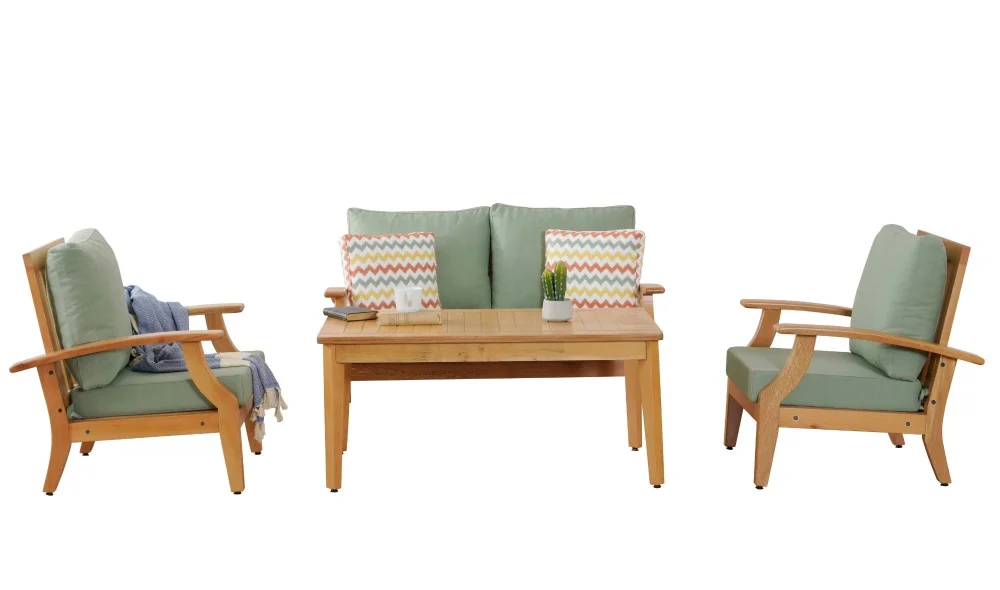 Naturel Teras Yeşil 4 Oturumlu Bahçe ve Balkon Takımı