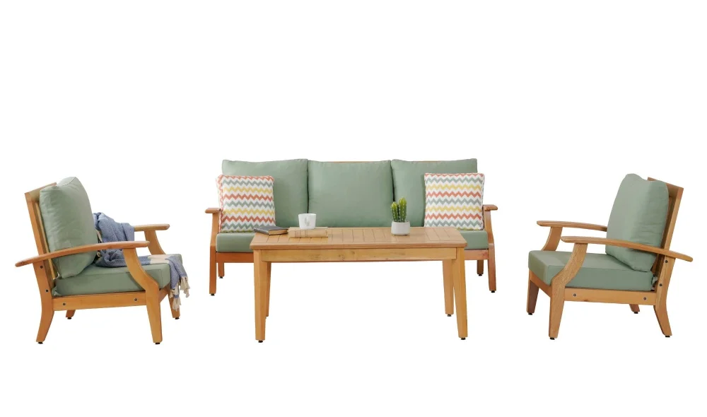 Naturel Teras Yeşil 4 Oturumlu Bahçe ve Balkon Takımı