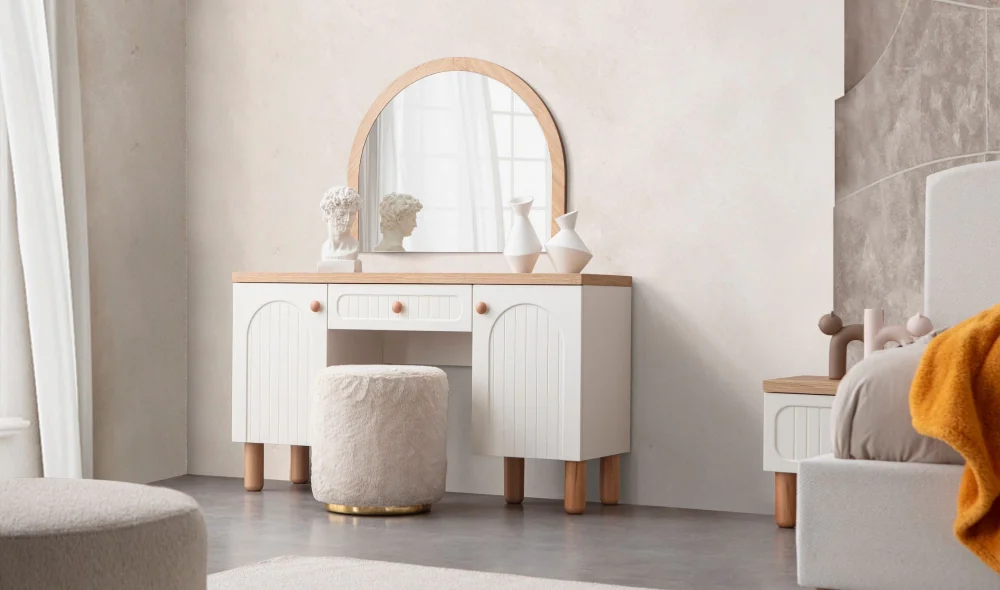 Nervür Beyaz Yatak Odası Takımı