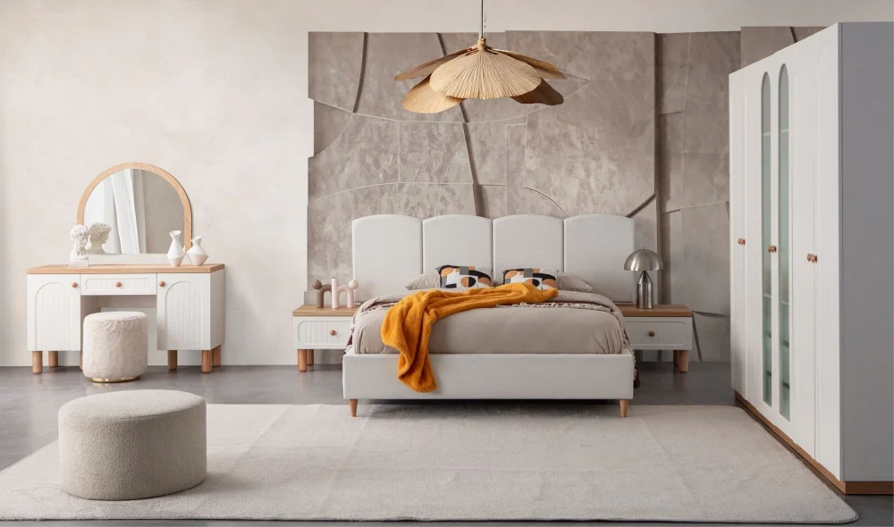 Nervür Beyaz Yatak Odası Takımı