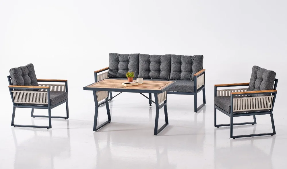 Palma Antrasit Üçlü Bahçe ve Balkon Takımı