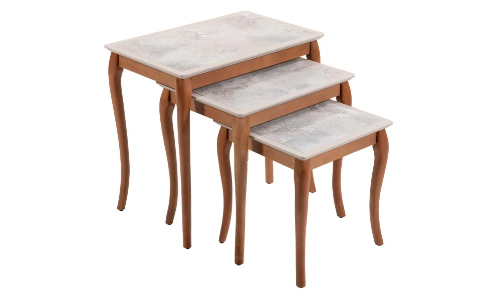 Pesaro Traverten Ceviz Zigon Sehpa