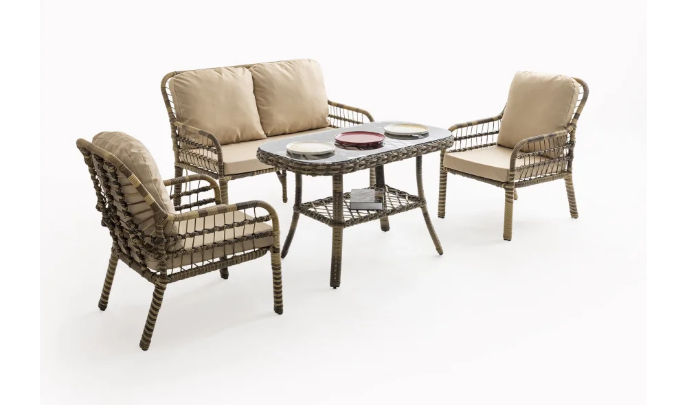 Pisa Bahçe ve Balkon Takımı (Açık Kahve - İkili)