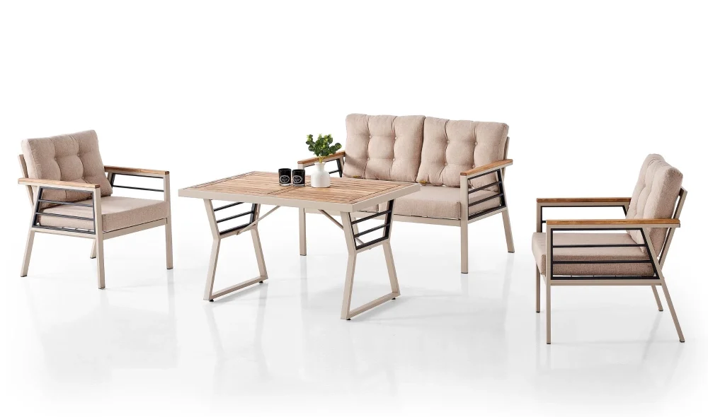 Praga Krem İkili Bahçe ve Balkon Takımı