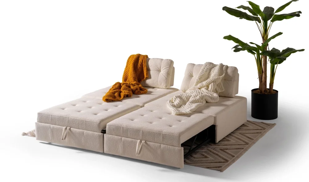 Rest Açılır Yataklı Modüler 2li Kolsuz Kanepe